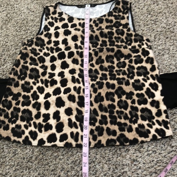 Zara Blouse Size Small Leopard Animal Print Bow Tie Front Peplum Tan Black - Picture 8 of 8
